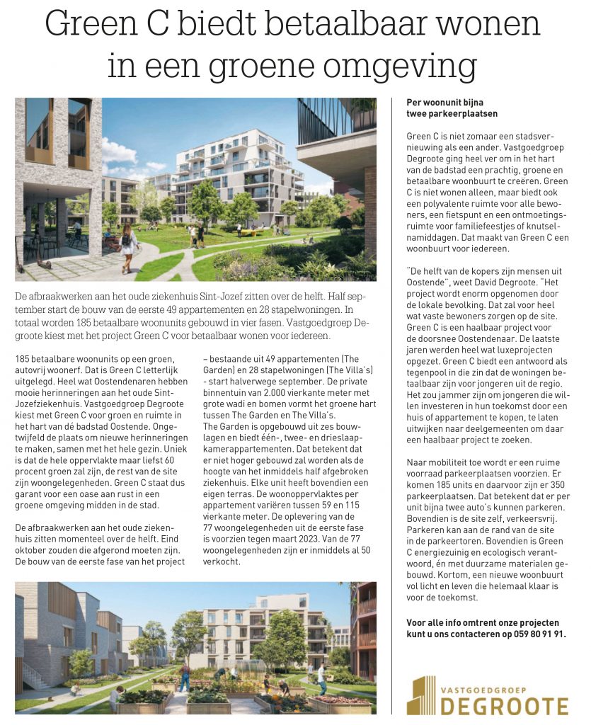 Green C Oostende nieuwbouwappartementen en woningen